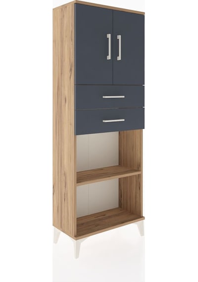 Arges Dolap 3 Raflı 2 Çekmeceli 2 Kapaklı 60x30x163 Çam-antrasit Atlas Çam