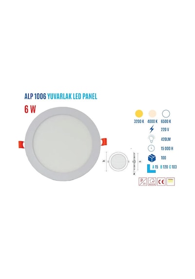 Ycl Alp-1006G 6W Sıvaaltı Yuvarlak Günış Led Panel