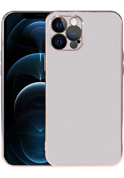 Kilifone - İphone 12 Pro Uyumlu Kılıf Kenarları Parlak Renk Dizaynlı Viyana Kapak - Gümüş - T22887
