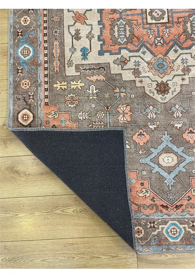 Çam Halı Anatolia 32-037 Etnik Eskitme Desenli Dokuma Tabanlı Yıkanabilir Şönil Salon Ve Oda Halısı Multi 19