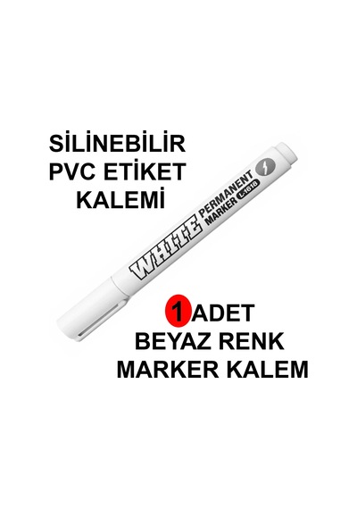 Siyah Pvc Etiket Kalemi Beyaz Renk Yaz-sil Etiket Kalemi 1 Adet Beyaz Marker Silinebilir Etiket Yazı