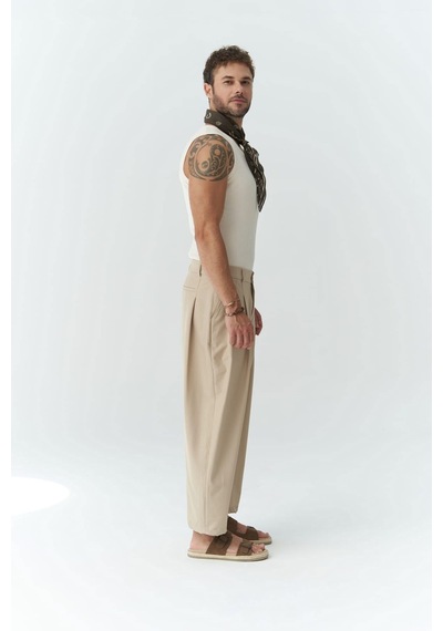 Mai Collection Mai Studios Co. Hector Bej Geniş Paça Erkek Pantolon Bej