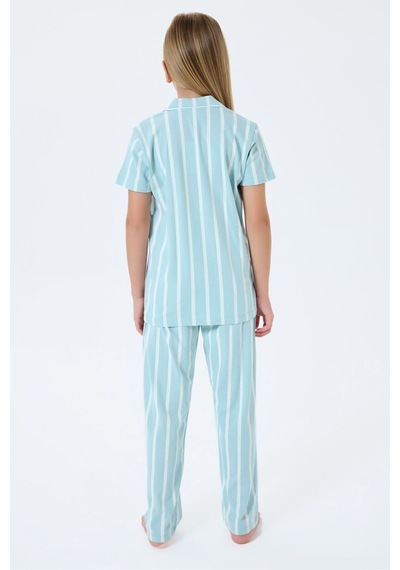 U.S. Polo Assn. Kız Çocuk Mor Gömlek Pijama Yeşil
