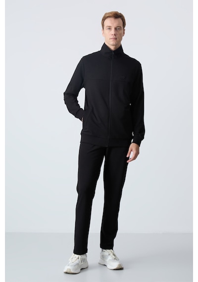Tommy Life Siyah Pamuklu Kalın Yumuşak Dokulu Comfort Fit Basic Erkek Eşofman Takım - 85260 Siyah