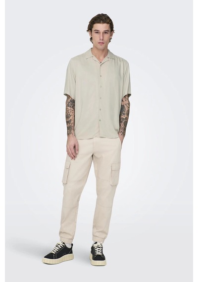 Only & Sons Onsdash Lıfe Reg Vısc Res Ss Shırt Erkek Gömlek 22024164 Bej