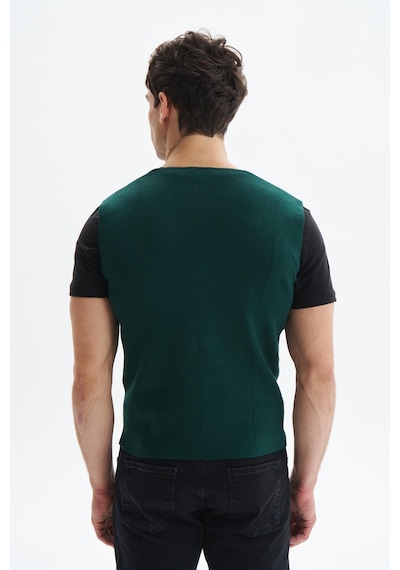 AR-MA Arma Erkek Slim Fit Basic %100 Pamuk Triko Yelek K9kro0853 Yeşil