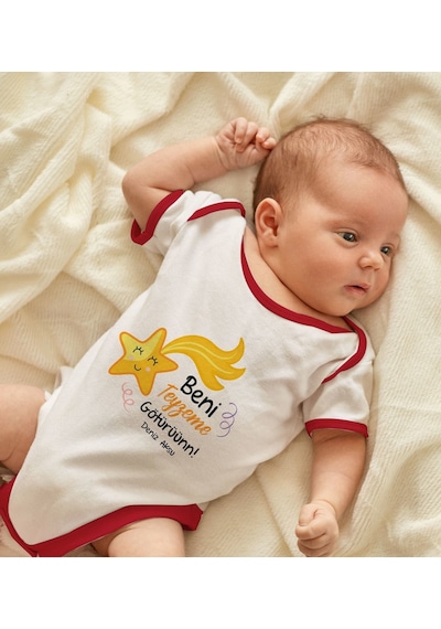 Bk Gift Bk Kids Kişiye Özel Beni Teyzeme Götürün Tasarımlı Kırmızı Bebek Body Zıbın-1