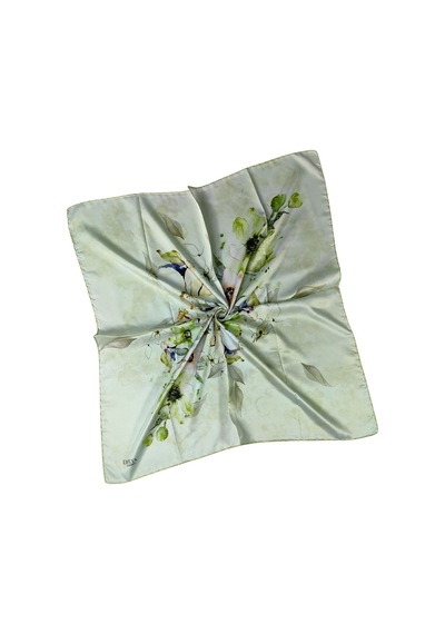 Mim Eşarp Emilya Rayon Çiçek Desenli Eşarp 90x90 Cm Yeşil
