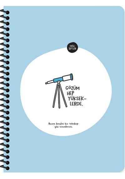 Hisli Şeyler Kareli Spiralli Stickerli Defter Gözüm Yükseklerde 16,5x22,5