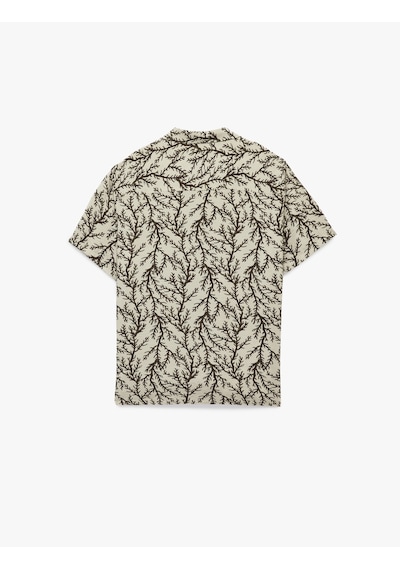 Koton Regular Fit Kısa Kollu Devrik Yaka Desenli Gömlek Kahverengi Desenli 6sam60048hw