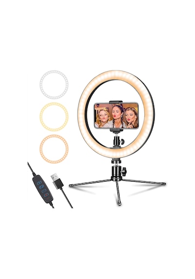 Gaman Tripodlu Youtuber Selfie Led Işıklı 10" Masaüstü Tripod 26 CM