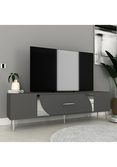 Şeki Tv Sehpası Tv Ünitesi 150 Cm Antrasit Gümüş