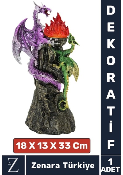 Premium Dayanıklı Kaliteli Çok Şık Dekoratif Hediyelik Özel Gün Biblo Koleksiyon Polyester Dragon