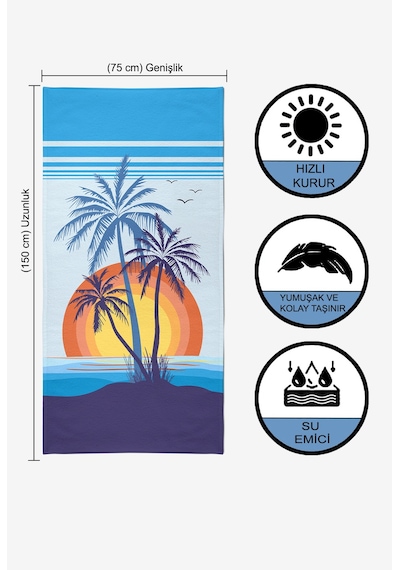 Tropical Sunrise Dijital Baskılı 75x150 CM Plaj Havlusu