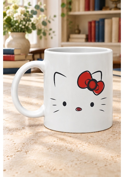 Kedi Baskılı Beyaz Kupa Diğer