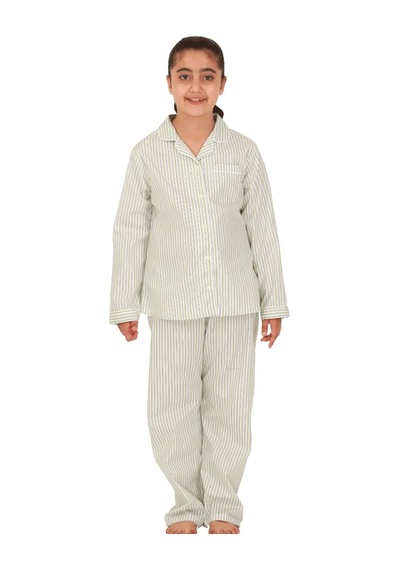 The Don Açık Yeşil Çizgili Desenli Kız Çocuk Pijama Takımı (9-14