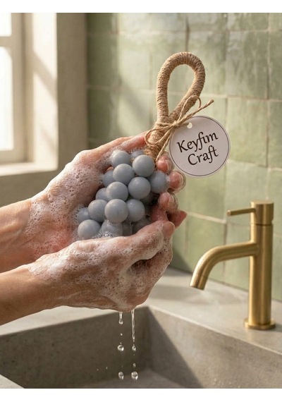 Keyfim Craft El Yapımı Gri Üzüm Tanesi Tasarımlı Banyo Ve Dekoratif Sabun Lavanta