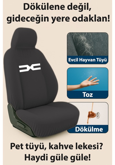 Her Mevsim Rahatlik Sunan Dacia Duster İle Uyumlu Oto Koltuk Kilifi İle Aracinizda Ferahlik Siyah
