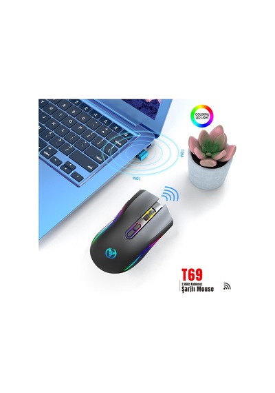 T69 Kablosuz Rgb 4800 Dpı Oyuncu Mouse - 650 Mah Yüksek Kapasiteli Batarya Diğer