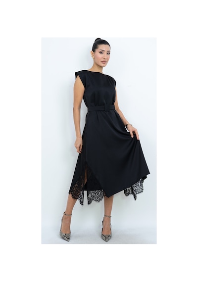 Dorne Moda Özel Seri Kolsuz, Yırtmaçlı, Kemer Ve Dantel Detaylı Midi Boy Elbise - Düğün - Mezuniyet - Ofis Şıklığı Siyah Siyah Dorne Moda Özel Seri Kolsuz, Yırtmaçlı, Kemer Ve Dantel Detaylı Midi Boy Elbise - Düğün - Mezuniyet - Ofis Şıklığı Siyah Siyah