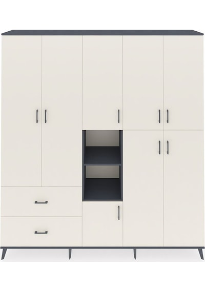 Hyperion Dolap 12 Raflı 2 Çekmeceli Tek Askılı 220x44x243 Antrasit-aytaşı/aytaşı Aytası/aytası Hyperion Dolap 12 Raflı 2 Çekmeceli Tek Askılı 220x44x243 Antrasit-aytaşı/aytaşı Aytası/aytası