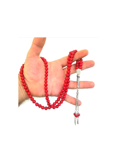 99Lu Namaz Tesbihi - Mercan Doğaltaş Tesbih - 8 MM Küre Kesim