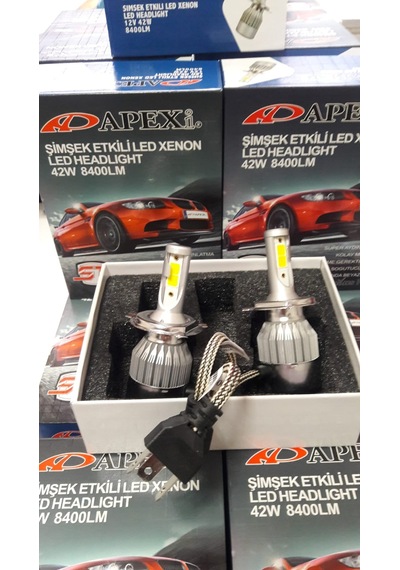 H4 Uzun Kisa Apexi 8400 Lümen Şimşek Etkili Beyaz Apexi Led Zenon