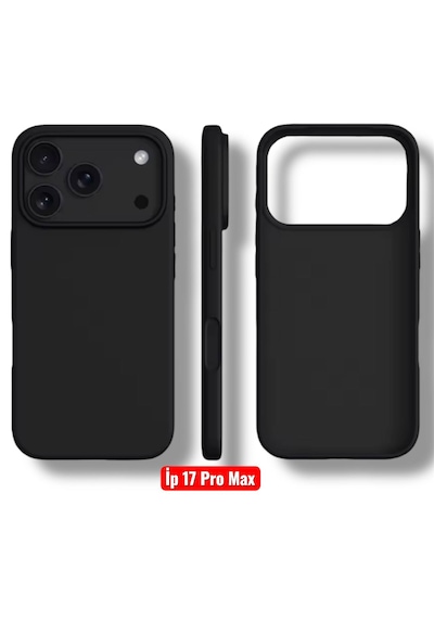 Apple Uyumlu iPhone 17 Pro Max Kılıf Kamera Çıkıntılı Yumuşak Silikon İçi Kadife Lansman Kapak . Siyah