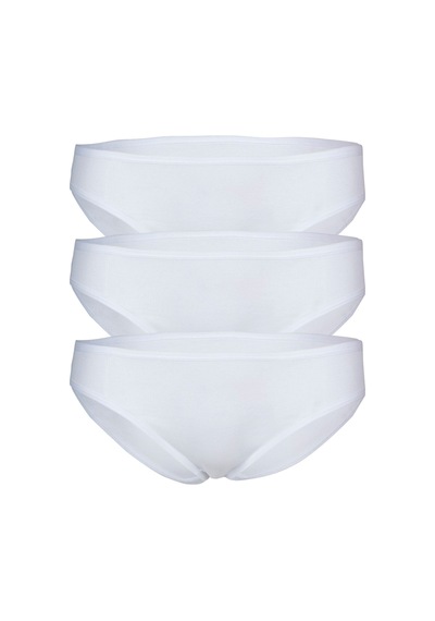 Bsm 3'lü Kadın Beyaz Pamuklu Kaşkorse Bikini Külot Beyaz