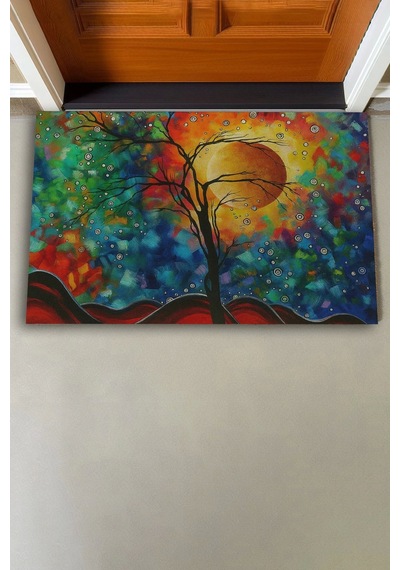 Valerine Life Masalsı Güneş Işıltılı Renklerin Dansı Welcome Hoş Geldiniz Kapı Önü Paspası 45x70cm Kahverengi