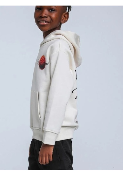Jack Lions Erkek Çocuk Kapüşonlu Basketbol Baskılı 3 İplik Sweatshirt-14254 Krem