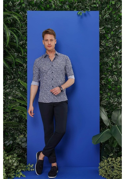 Efor G 1541 Slim Fit Lacivert Klasik Gömlek Lacivert