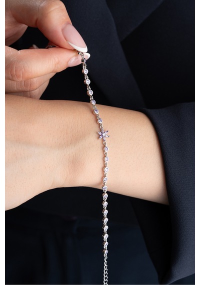 Çekirdekjewelry 925 Ayar Gümüş Mortaşli Lotus Bileklik Gri