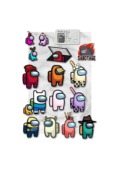 Ms Major Selection Among Us Temalı Defter Ajanda Planner Bullet Journal Laptop Notebook Tablet Sticker Seti 16 Adet Abanoz