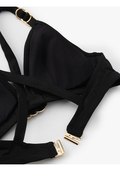 Koton Aksesuar Detaylı Arkası Çapraz Askılı Üçgen Bikini Siyah 5sak10058mm Siyah