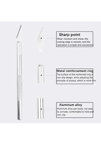 Design Knife Tasarım Hobi Kretuar Bıçağı 5 Uç Yedekli Set