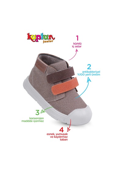 Kaptan Junior Erkek Çocuk Bebek Ortopedik İlkadım Kaymaz Taban Bot Bmle 550 Kahve