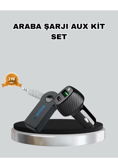 Home Aux Bluetooth Adaptör Ve 38w Hızlı Araç Şarj Cihazı Seti