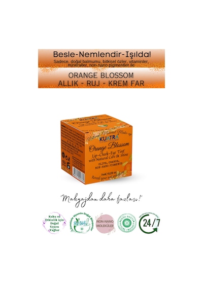 Orange Blossom Lip-cheek-eye Tint Doğal İçerikli Çok Amaçlı Allık, Ruj, Göz Farı Makyaj Beraberinde Çok Değerli Besleyici Cilt Bakımı Turuncu