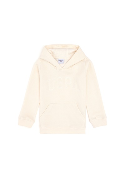 U.S. Polo Assn. Kız Çocuk Krem Kapüşonlu Basic Sweatshirt 50296388-VR071