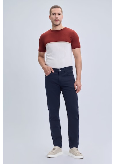 Hatemoğlu Lacivert Slim Fit 5 Cep Pamuklu Kanvas Pantolon