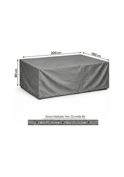 200x160x80 Cm Gri Renk Bahçe Mobilya Koruma Örtüsü Tır Brandasından Üretilen Kuşgözü Kapsüllü Diğer