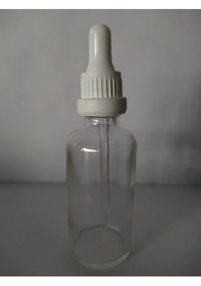 50Ml Cam Şeffaf İnce Cam Damlalıklı Kilitli Kapak Beyaz(10 Ad...
