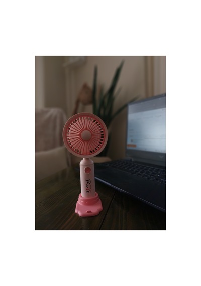 Mini Şarjlı El Fanı Telefon Standlı 3 Kademeli Usb Şarjlı Taşınabilir Fan Pembe