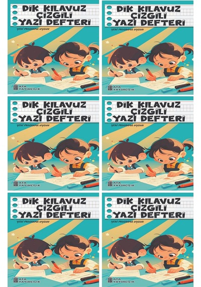 1. Sınıf Yeni Müfredata Uygun Dik Kılavuz Çizgili Yazı Defteri Orta Boy 6 Adet