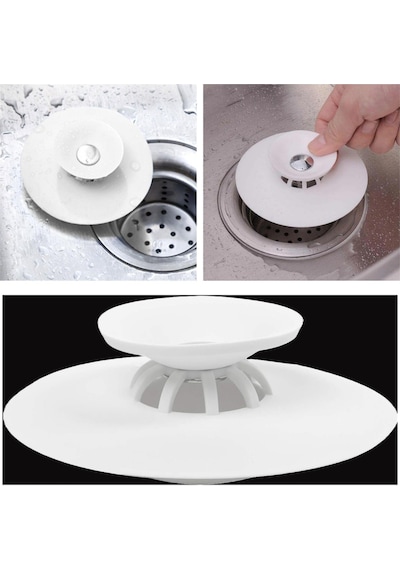 3b Trend 2 Adet Lavabo Küvet Tıkacı Mutfak Banyo Gider Tıpası Kapağı Tıkaç Süzgeç Krem Renk