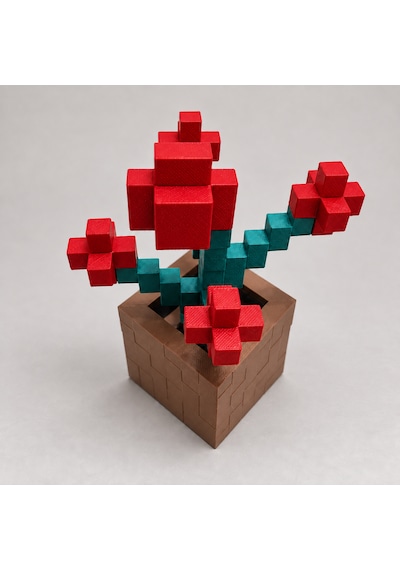 Piksel Orkide Biblo - 3d Baskı, Minecraft Esintili Kırmızı
