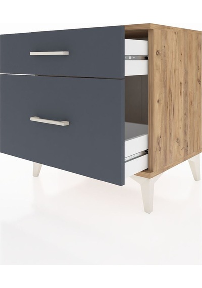 Hyperion Komodin 2 Çekmeceli 60x44x64 Çam-antrasit Atlas Çam