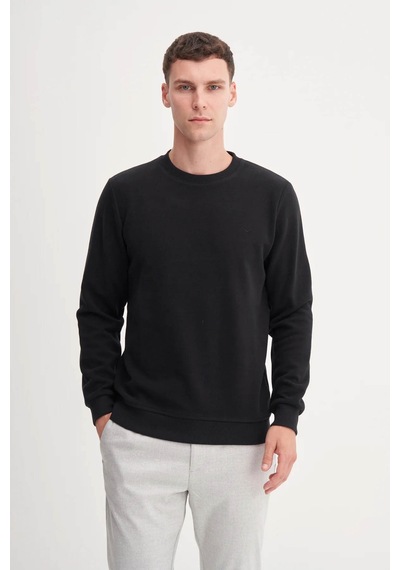 Cazador Slim Fit Selanik Örgü Siyah Erkek Sweatshirt 56400