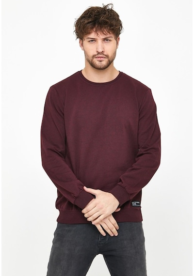 MMetalic Basic Bisiklet Yaka Erkek Sweatshirt Bordo